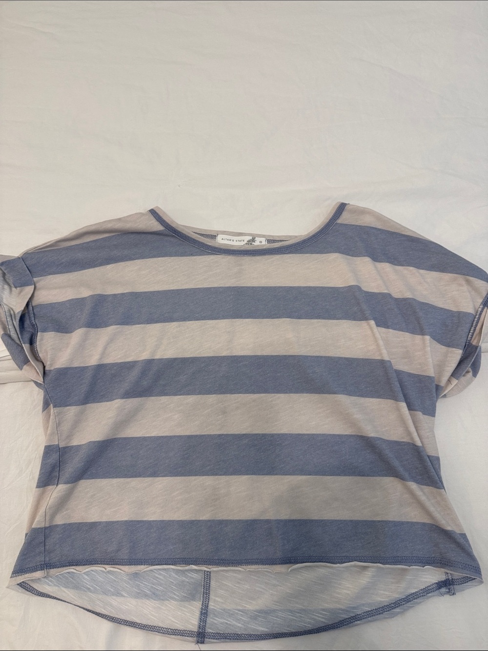 Altar’d State Blue & Cream Striped Tee Size M